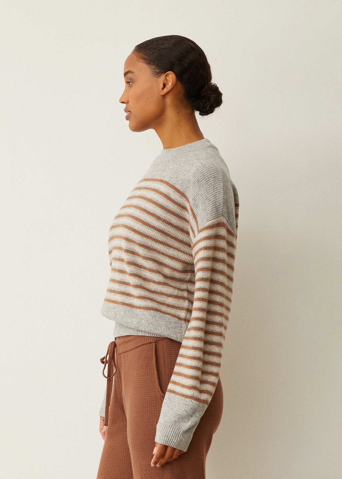 MONROW Wool Cashmere Stripe Sweater