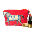Vintage Hermes Couvertures et Tenues du Jour Red Silk Beauty Bag