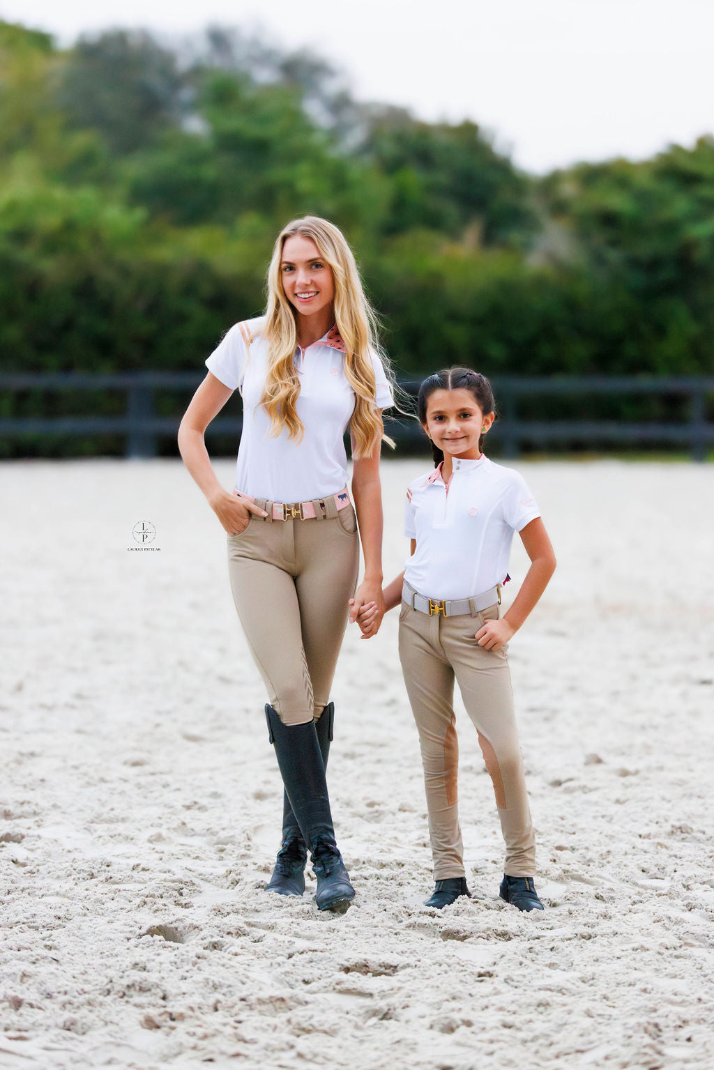 Kathryn Lily Short Sleeve Show Shirt - Peach Trotting Ponies
