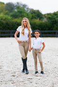 Kathryn Lily Short Sleeve Show Shirt - Peach Trotting Ponies