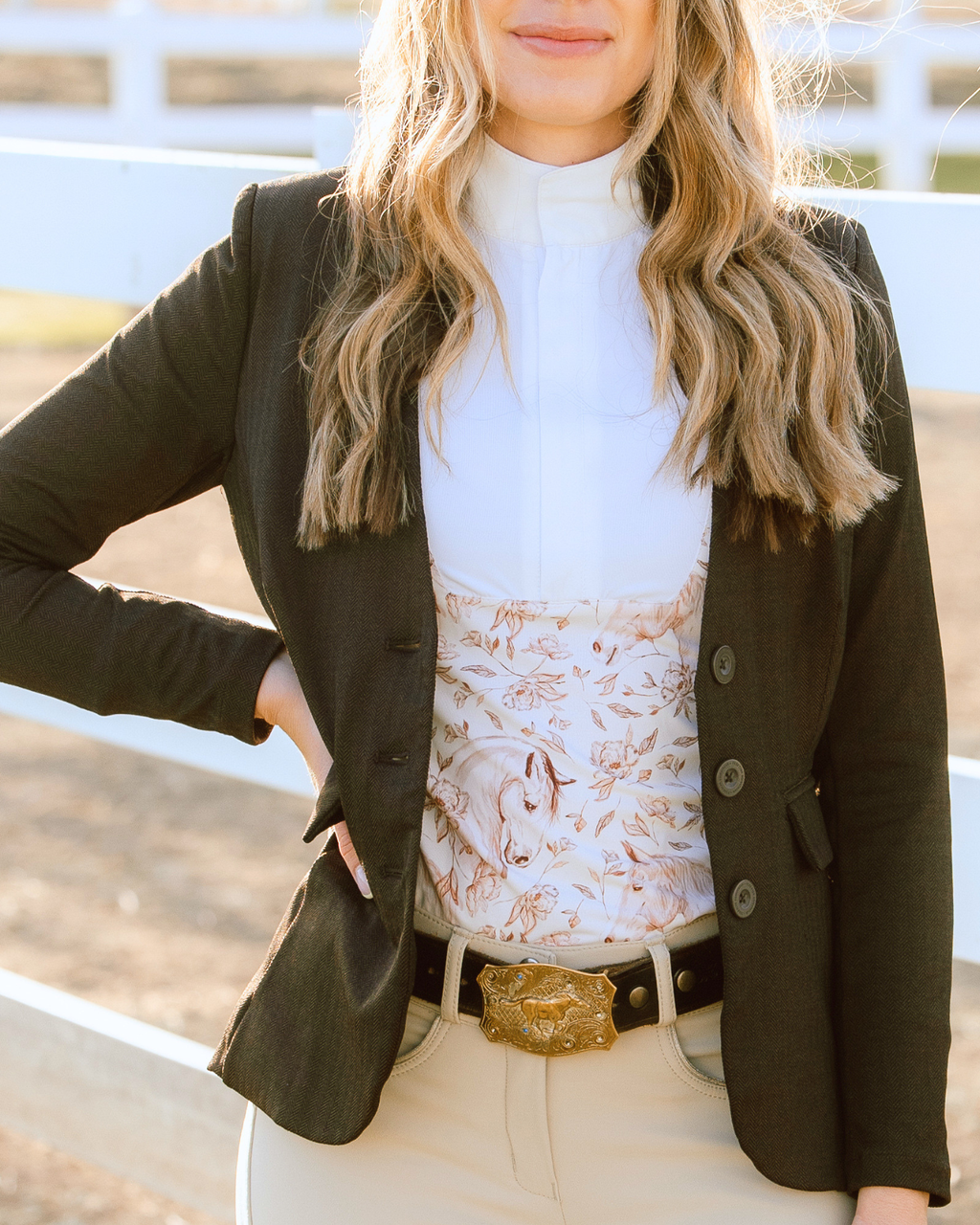 Deinhardt Designs Long Sleeve Capriole Competition Shirt - SEPIA