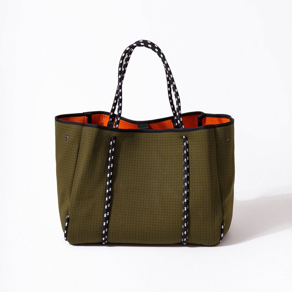 LARGE NEOPRENE TOTE BAG SAFARI GREEN