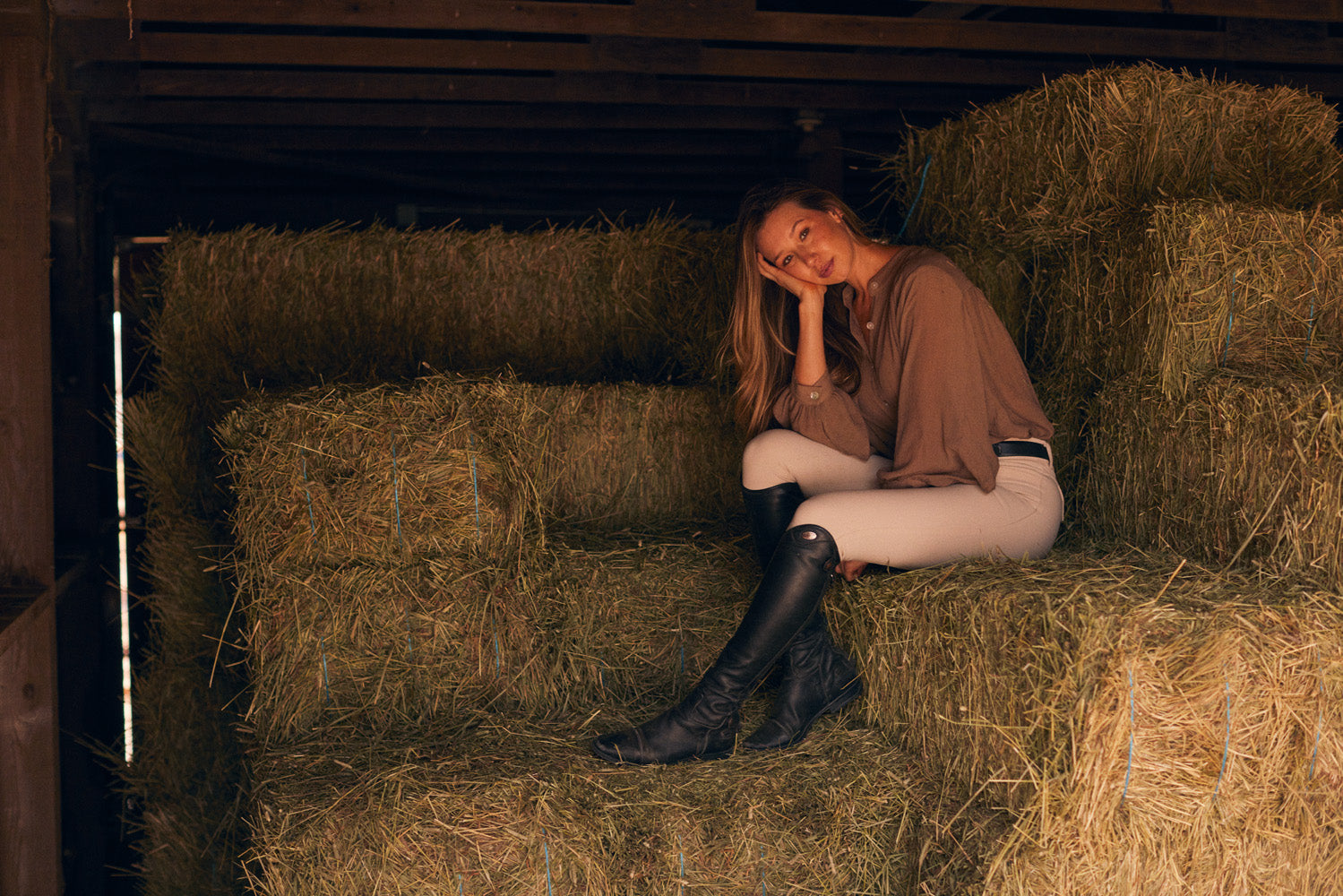 Solid Citizen Equestrian Lee | Mandarin Collar Button Blouse | Toasted Almond