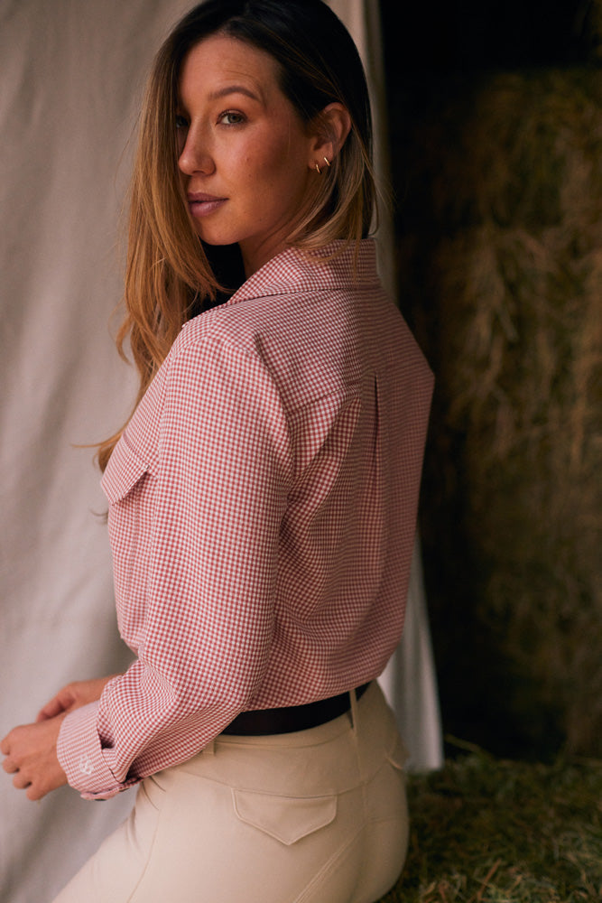 Solid Citizen Equestrian Jessica II | Gingham Equestrian Button-Down Shirt | Cinnamon