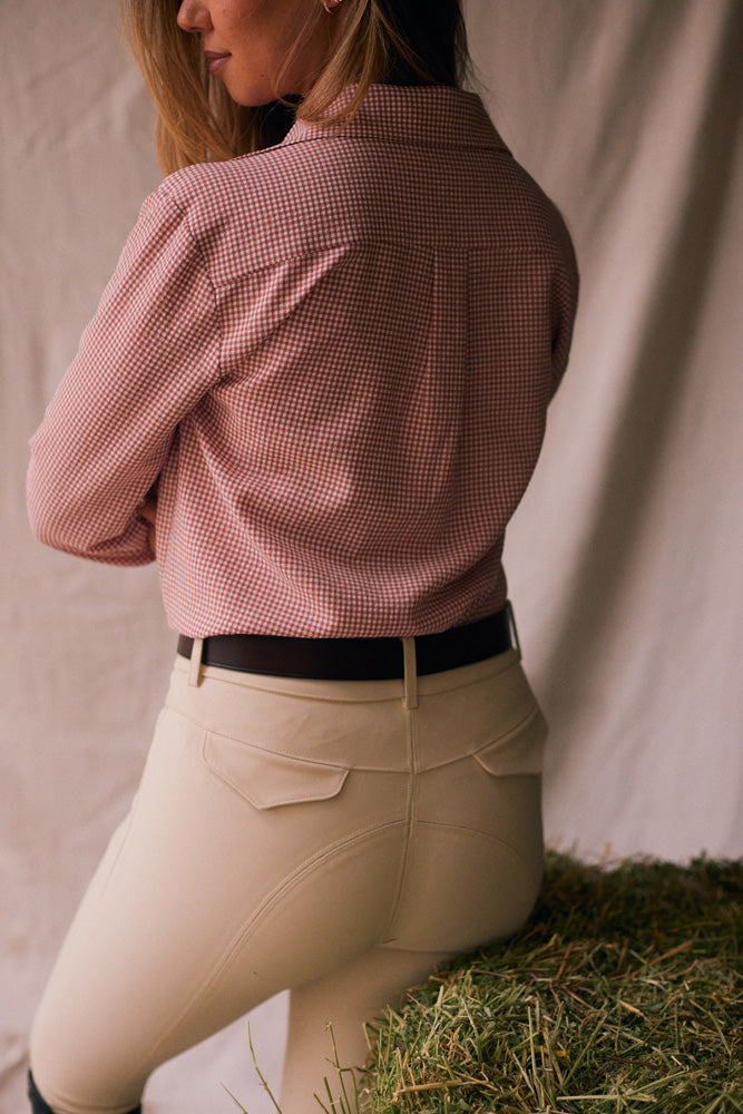 Solid Citizen Equestrian Jessica II | Gingham Equestrian Button-Down Shirt | Cinnamon