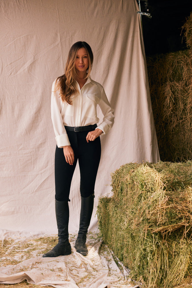 Solid Citizen Equestrian Jessica | Seersucker Equestrian Button-Down Shirt | Ivory