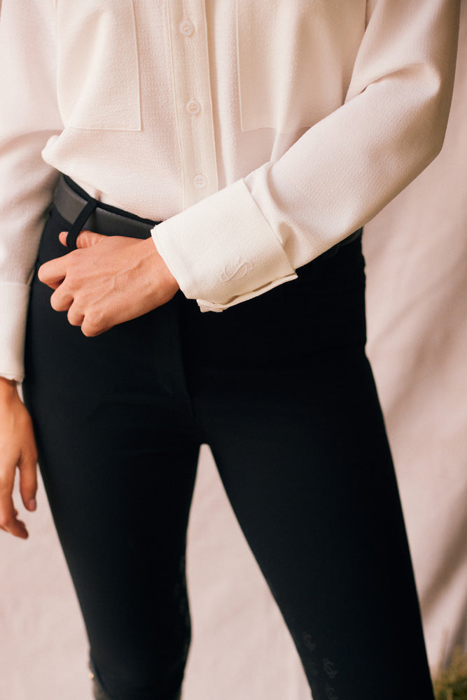 Solid Citizen Equestrian Jessica | Seersucker Equestrian Button-Down Shirt | Ivory