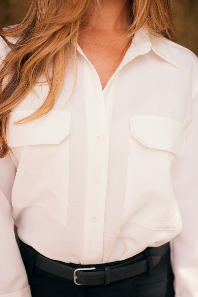Solid Citizen Equestrian Jessica | Seersucker Equestrian Button-Down Shirt | Ivory
