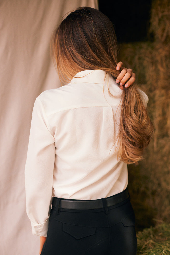 Solid Citizen Equestrian Jessica | Seersucker Equestrian Button-Down Shirt | Ivory