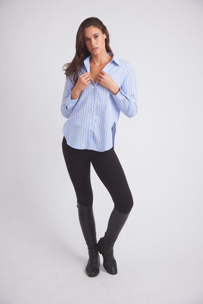 Solid Citizen Equestrian Kaley | Seersucker Plaid Button Down | Cornflower Blue