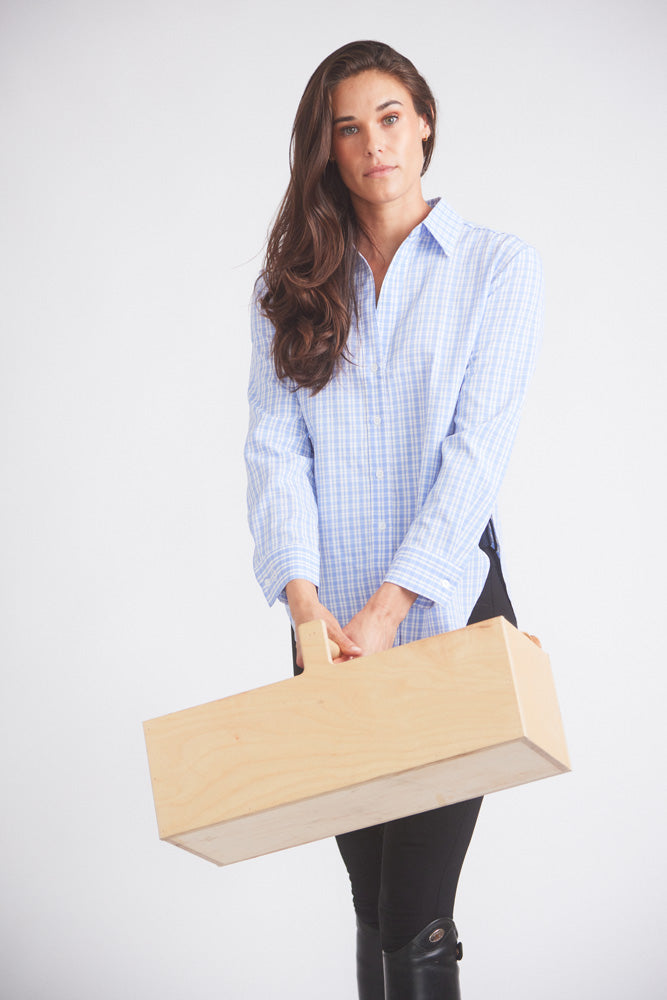 Solid Citizen Equestrian Kaley | Seersucker Plaid Button Down | Cornflower Blue