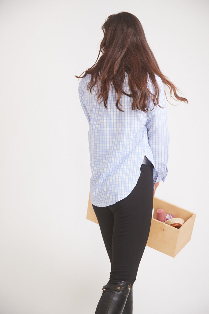 Solid Citizen Equestrian Kaley | Seersucker Plaid Button Down | Cornflower Blue