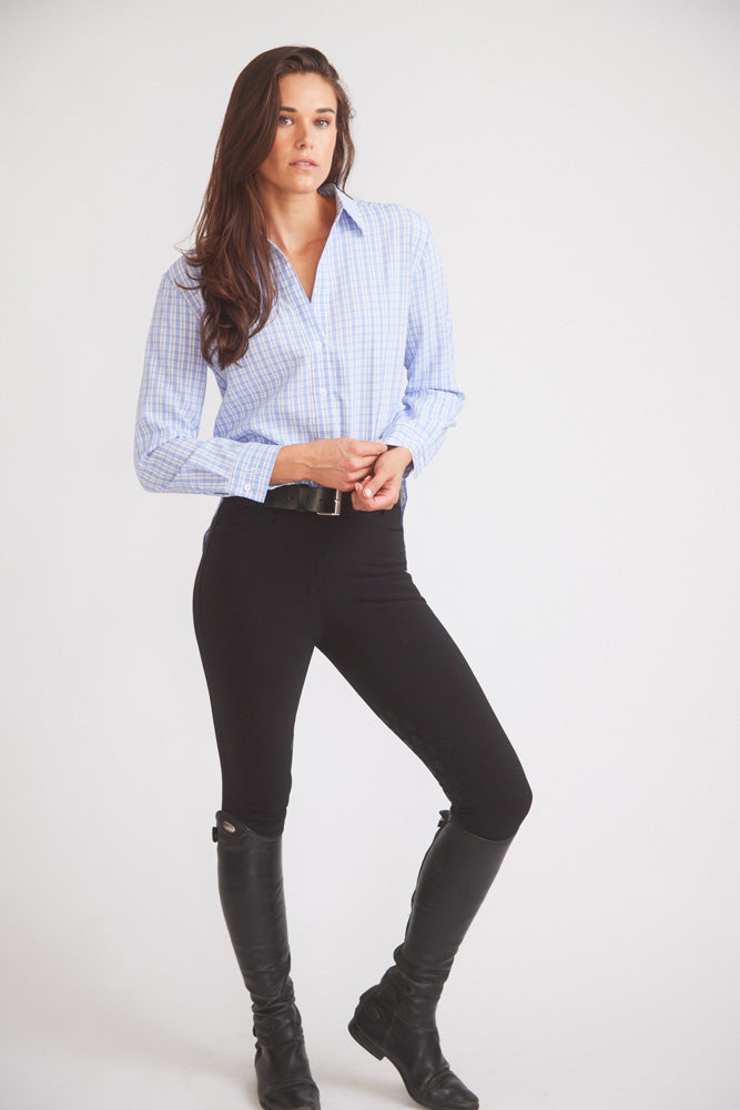Solid Citizen Equestrian Kaley | Seersucker Plaid Button Down | Cornflower Blue