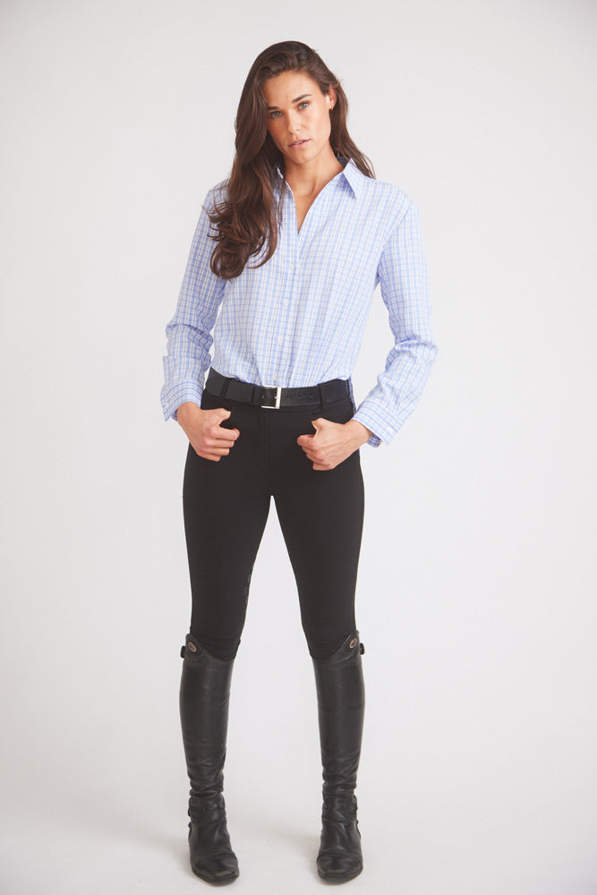 Solid Citizen Equestrian Kaley | Seersucker Plaid Button Down | Cornflower Blue