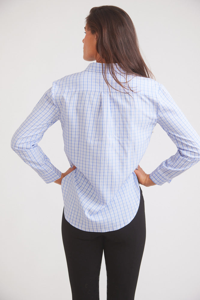 Solid Citizen Equestrian Kaley | Seersucker Plaid Button Down | Cornflower Blue