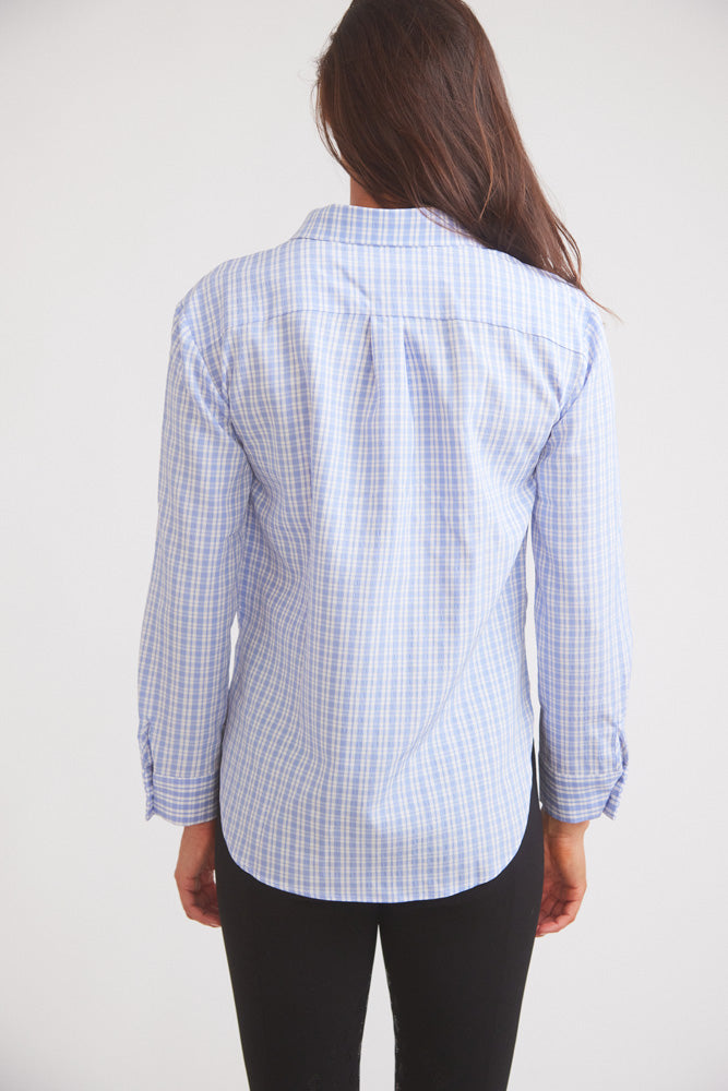 Solid Citizen Equestrian Kaley | Seersucker Plaid Button Down | Cornflower Blue