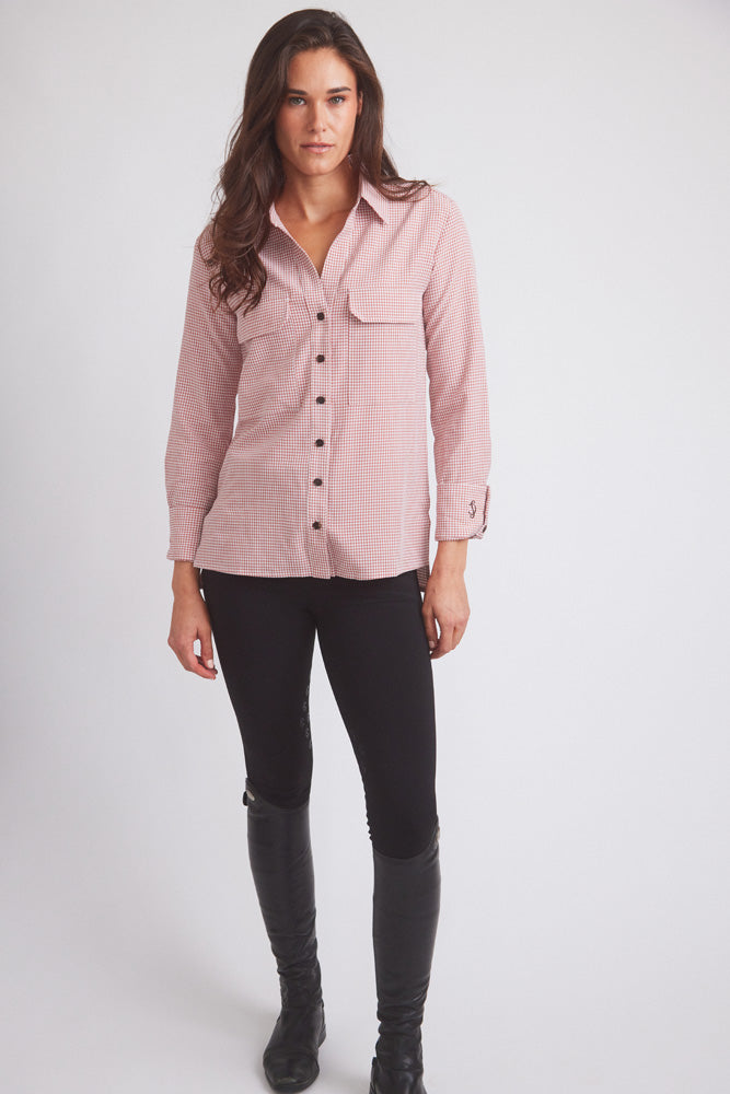 Solid Citizen Equestrian Jessica II | Gingham Equestrian Button-Down Shirt | Cinnamon