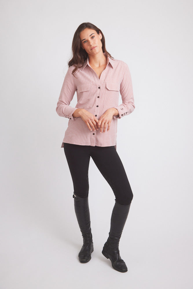 Solid Citizen Equestrian Jessica II | Gingham Equestrian Button-Down Shirt | Cinnamon