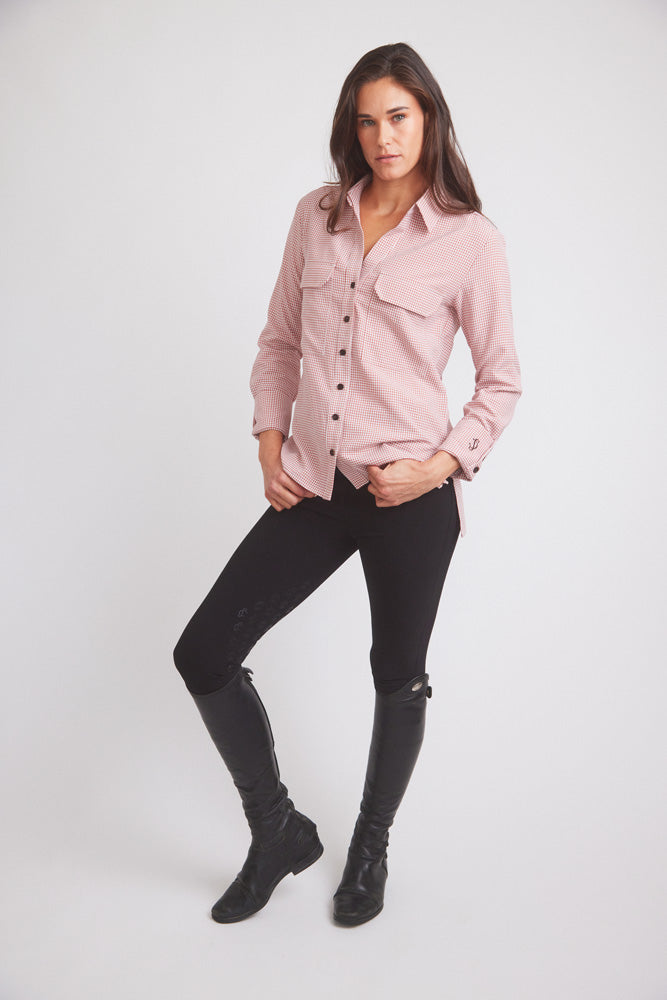Solid Citizen Equestrian Jessica II | Gingham Equestrian Button-Down Shirt | Cinnamon