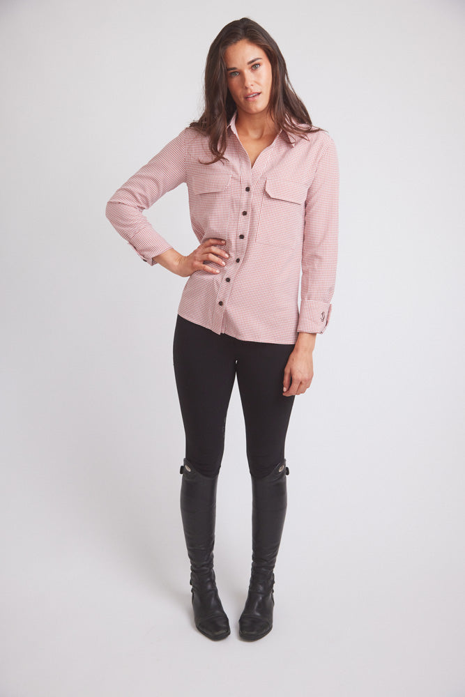 Solid Citizen Equestrian Jessica II | Gingham Equestrian Button-Down Shirt | Cinnamon