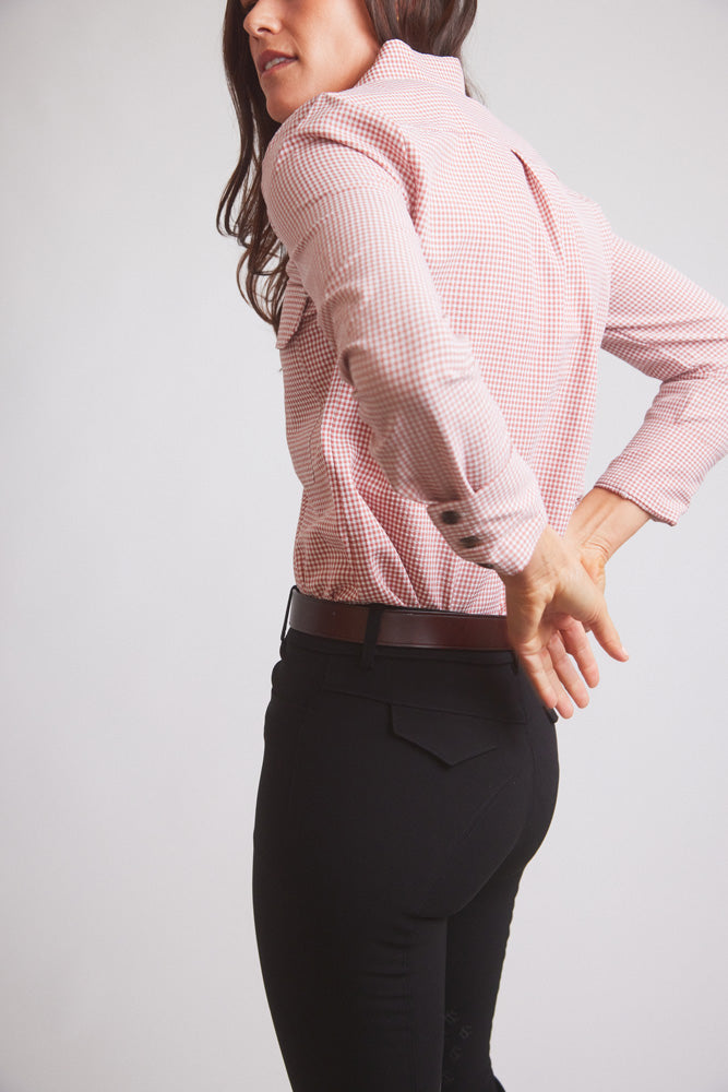 Solid Citizen Equestrian Jessica II | Gingham Equestrian Button-Down Shirt | Cinnamon
