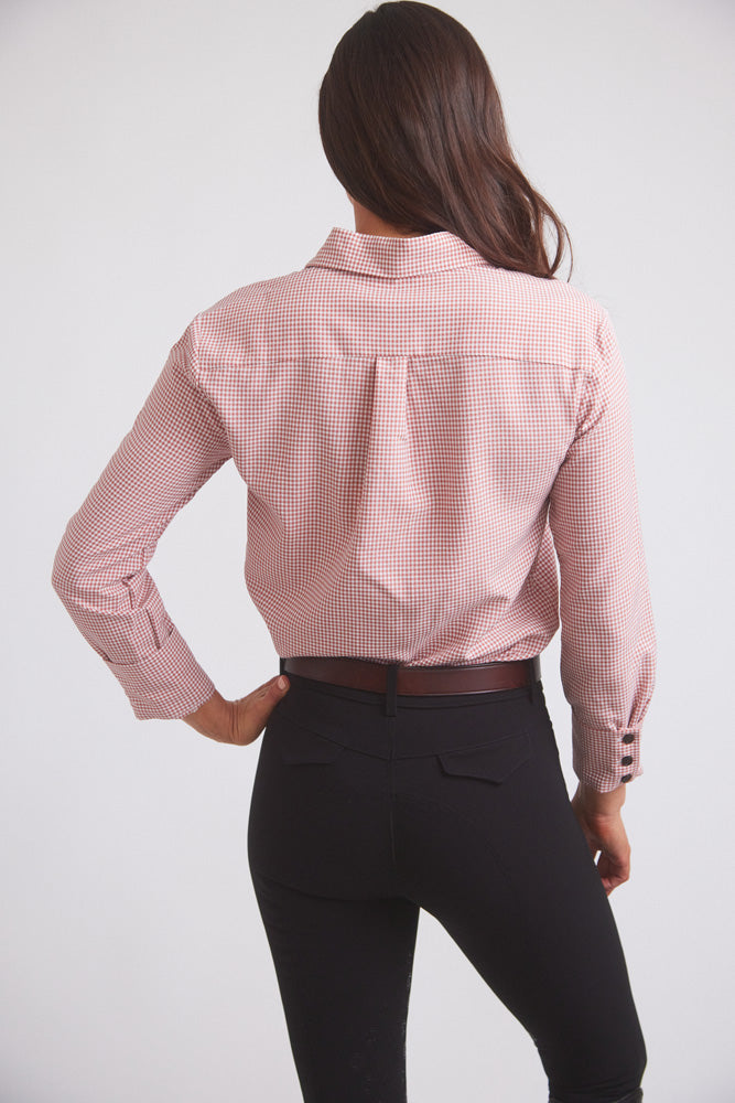 Solid Citizen Equestrian Jessica II | Gingham Equestrian Button-Down Shirt | Cinnamon