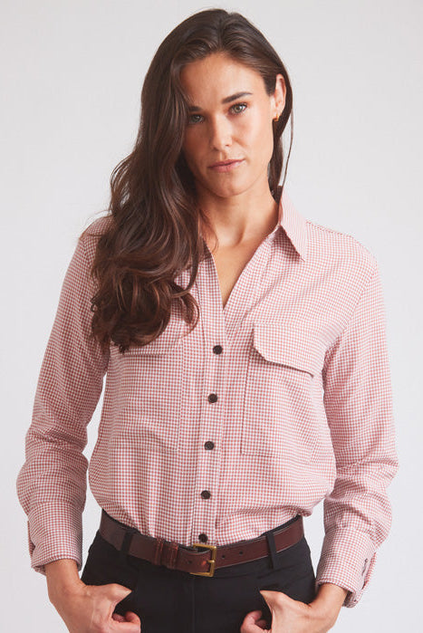 Solid Citizen Equestrian Jessica II | Gingham Equestrian Button-Down Shirt | Cinnamon