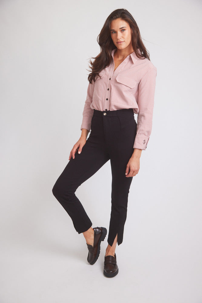 Solid Citizen Equestrian Jessica II | Gingham Equestrian Button-Down Shirt | Cinnamon