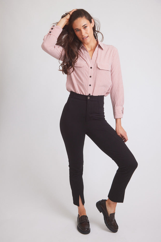 Solid Citizen Equestrian Jessica II | Gingham Equestrian Button-Down Shirt | Cinnamon