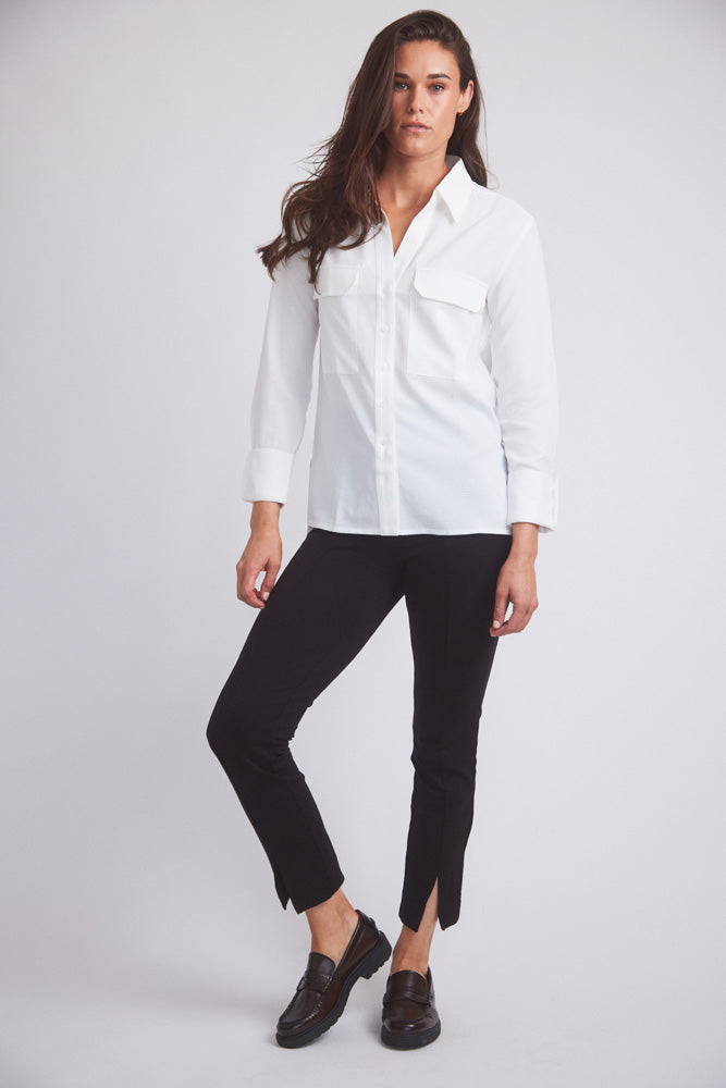 Solid Citizen Equestrian Jessica | Seersucker Equestrian Button-Down Shirt | Ivory