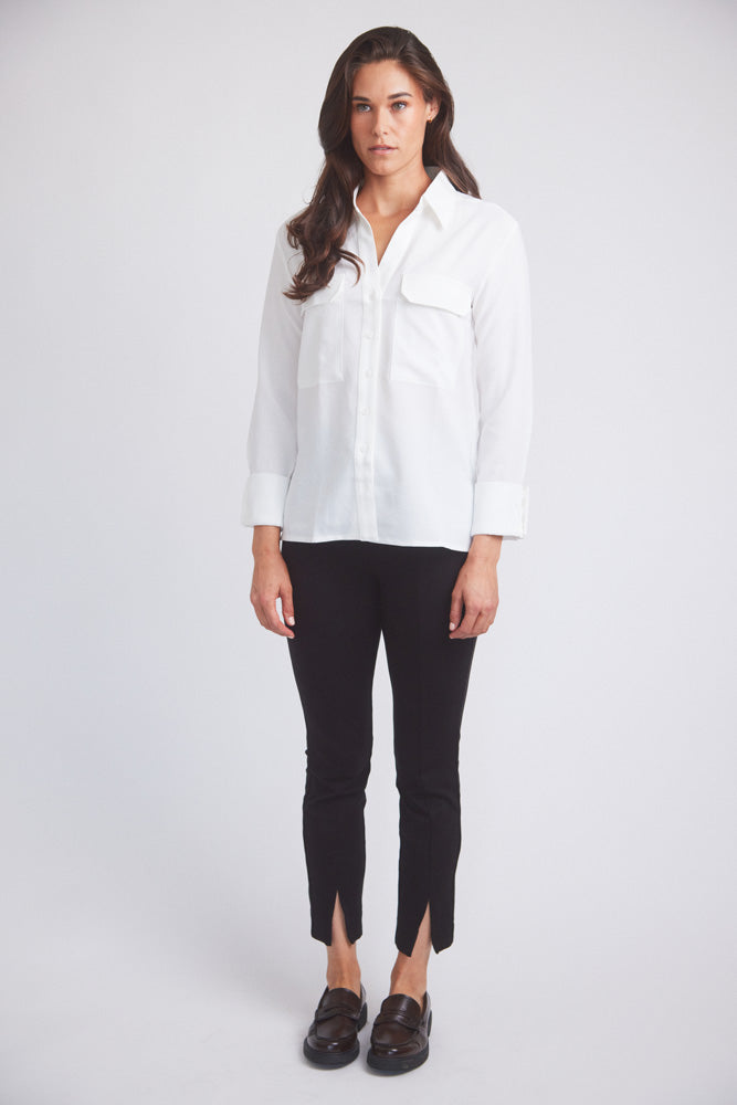 Solid Citizen Equestrian Jessica | Seersucker Equestrian Button-Down Shirt | Ivory