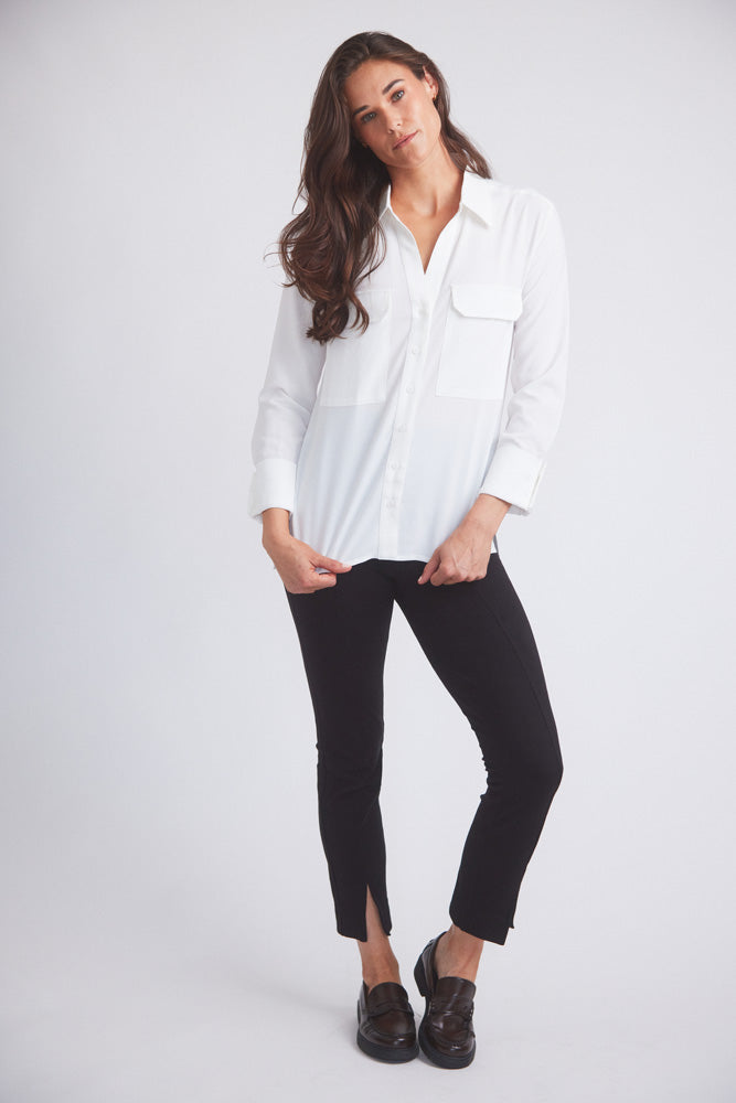 Solid Citizen Equestrian Jessica | Seersucker Equestrian Button-Down Shirt | Ivory