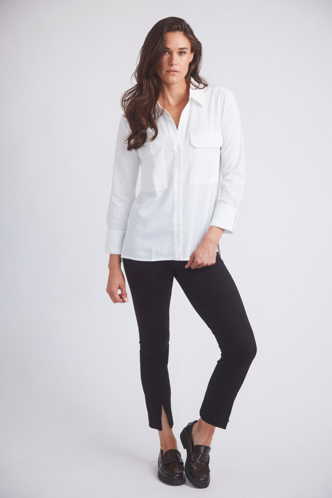 Solid Citizen Equestrian Jessica | Seersucker Equestrian Button-Down Shirt | Ivory