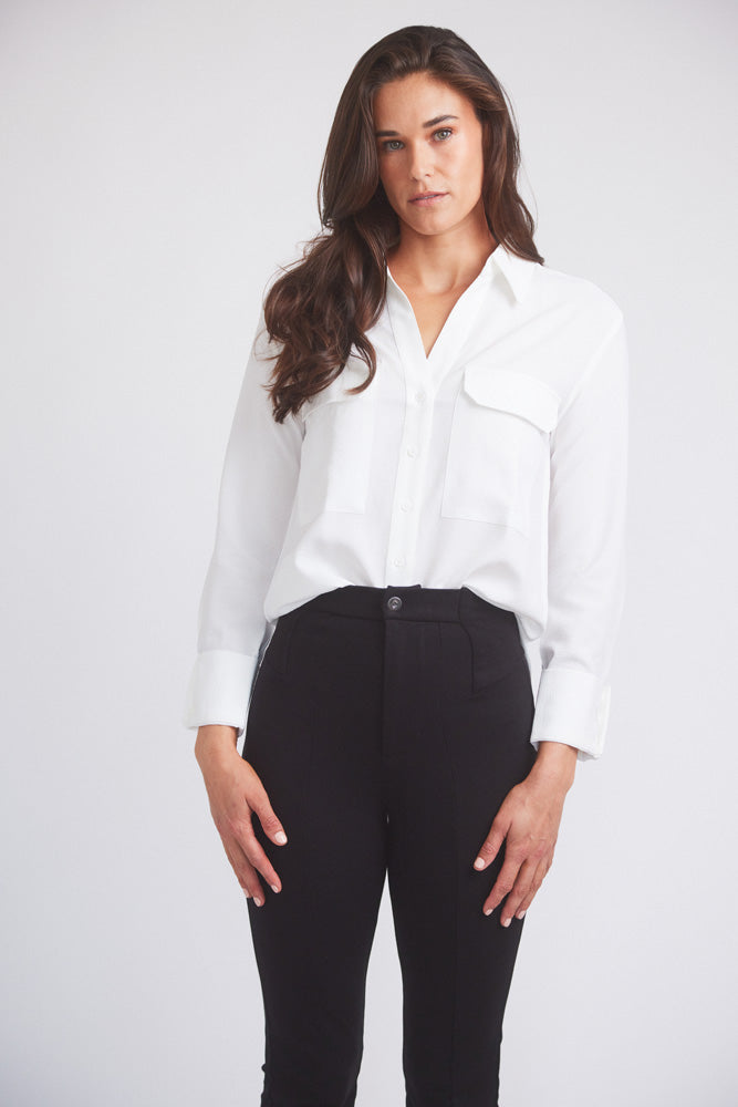 Solid Citizen Equestrian Jessica | Seersucker Equestrian Button-Down Shirt | Ivory