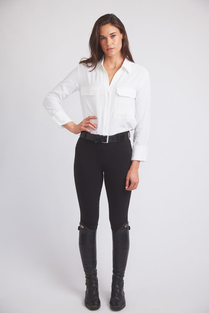 Solid Citizen Equestrian Jessica | Seersucker Equestrian Button-Down Shirt | Ivory