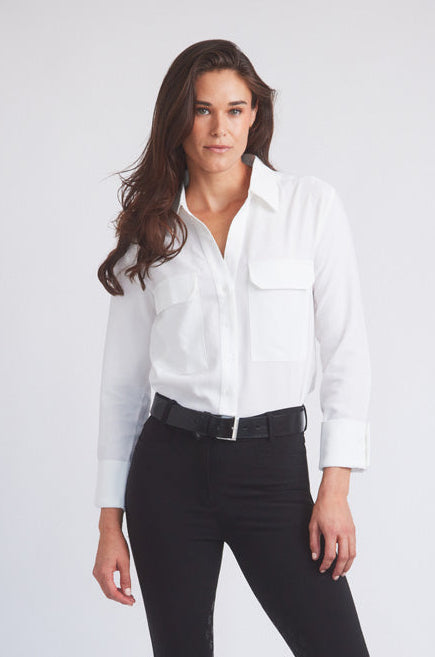 Solid Citizen Equestrian Jessica | Seersucker Equestrian Button-Down Shirt | Ivory