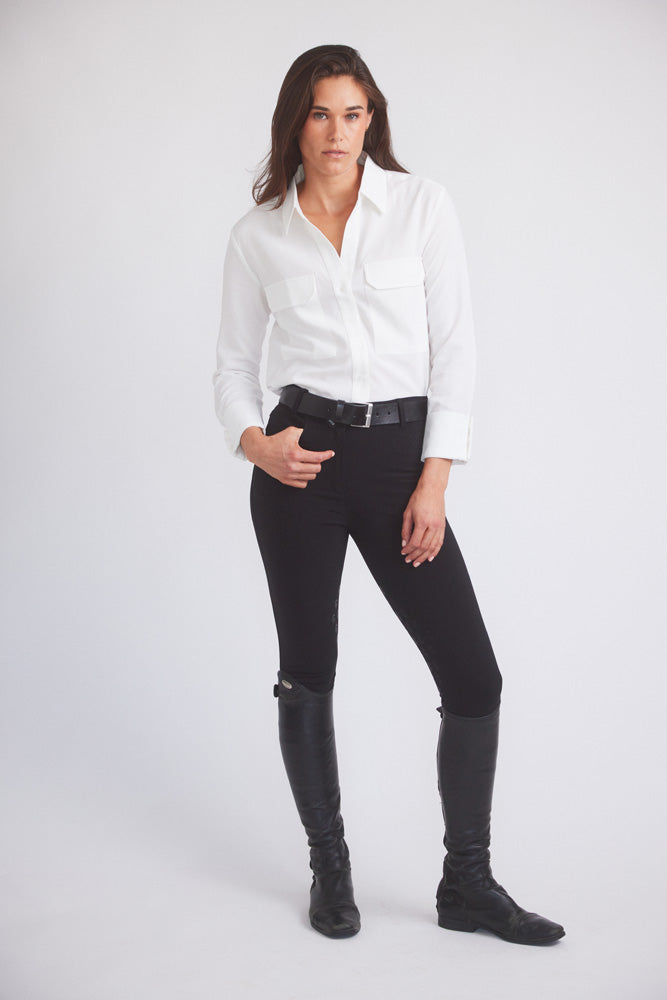 Solid Citizen Equestrian Jessica | Seersucker Equestrian Button-Down Shirt | Ivory