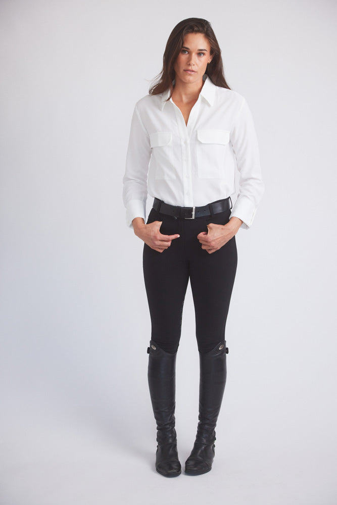 Solid Citizen Equestrian Jessica | Seersucker Equestrian Button-Down Shirt | Ivory