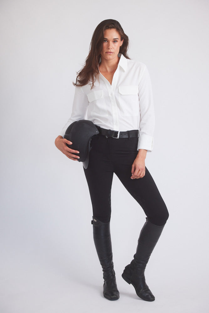 Solid Citizen Equestrian Jessica | Seersucker Equestrian Button-Down Shirt | Ivory