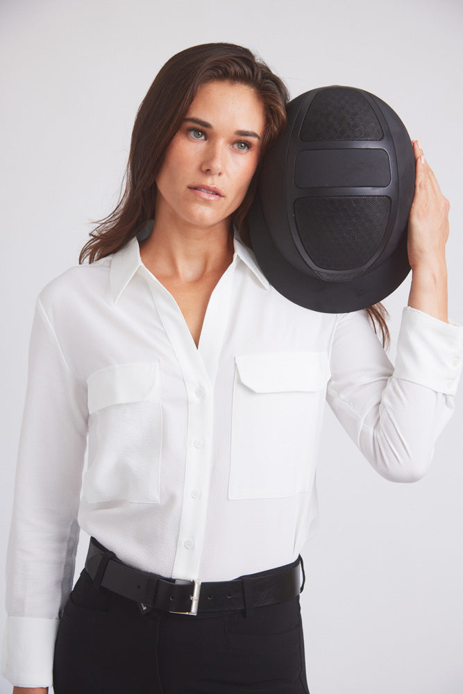 Solid Citizen Equestrian Jessica | Seersucker Equestrian Button-Down Shirt | Ivory