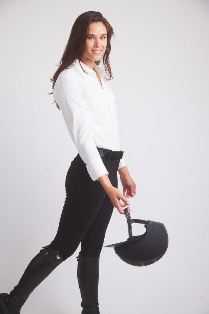 Solid Citizen Equestrian Jessica | Seersucker Equestrian Button-Down Shirt | Ivory
