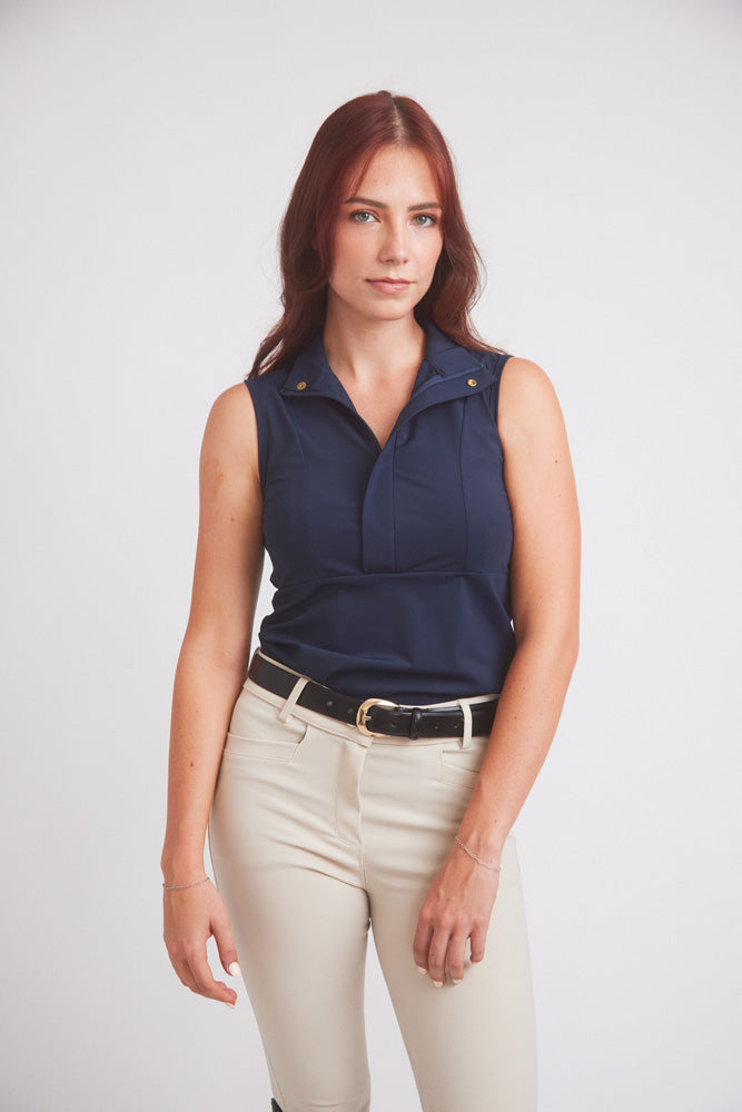 Solid Citizen Equestrian Cameron | Sleeveless Zip Riding Top | Deep Navy