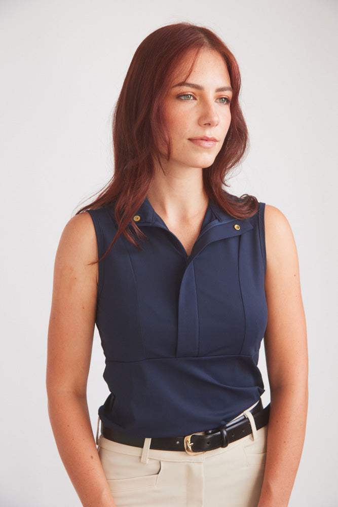 Solid Citizen Equestrian Cameron | Sleeveless Zip Riding Top | Deep Navy