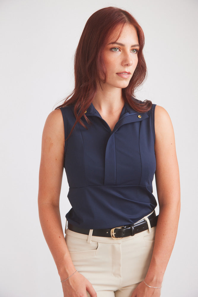 Solid Citizen Equestrian Cameron | Sleeveless Zip Riding Top | Deep Navy