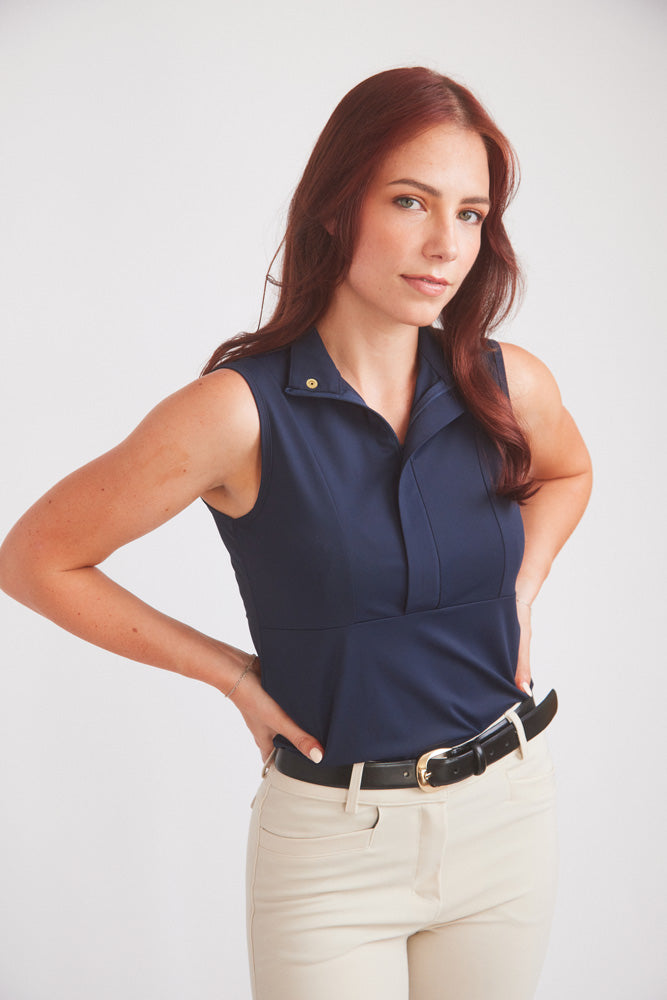 Solid Citizen Equestrian Cameron | Sleeveless Zip Riding Top | Deep Navy
