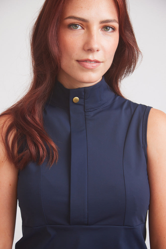 Solid Citizen Equestrian Cameron | Sleeveless Zip Riding Top | Deep Navy