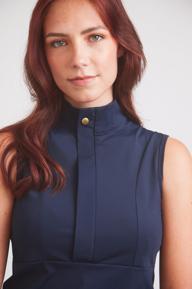 Solid Citizen Equestrian Cameron | Sleeveless Zip Riding Top | Deep Navy