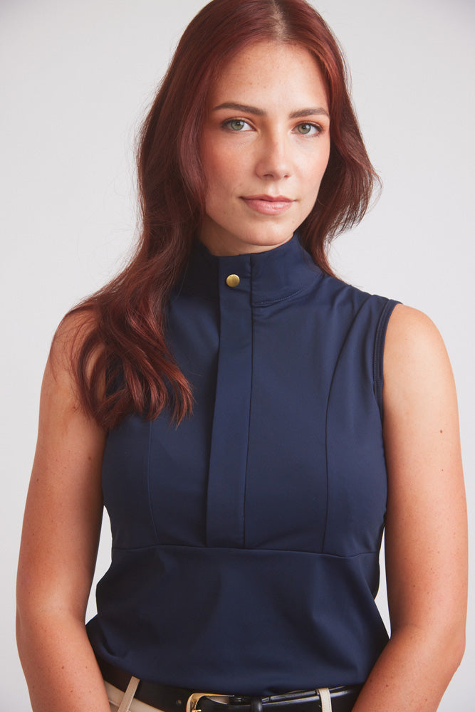 Solid Citizen Equestrian Cameron | Sleeveless Zip Riding Top | Deep Navy