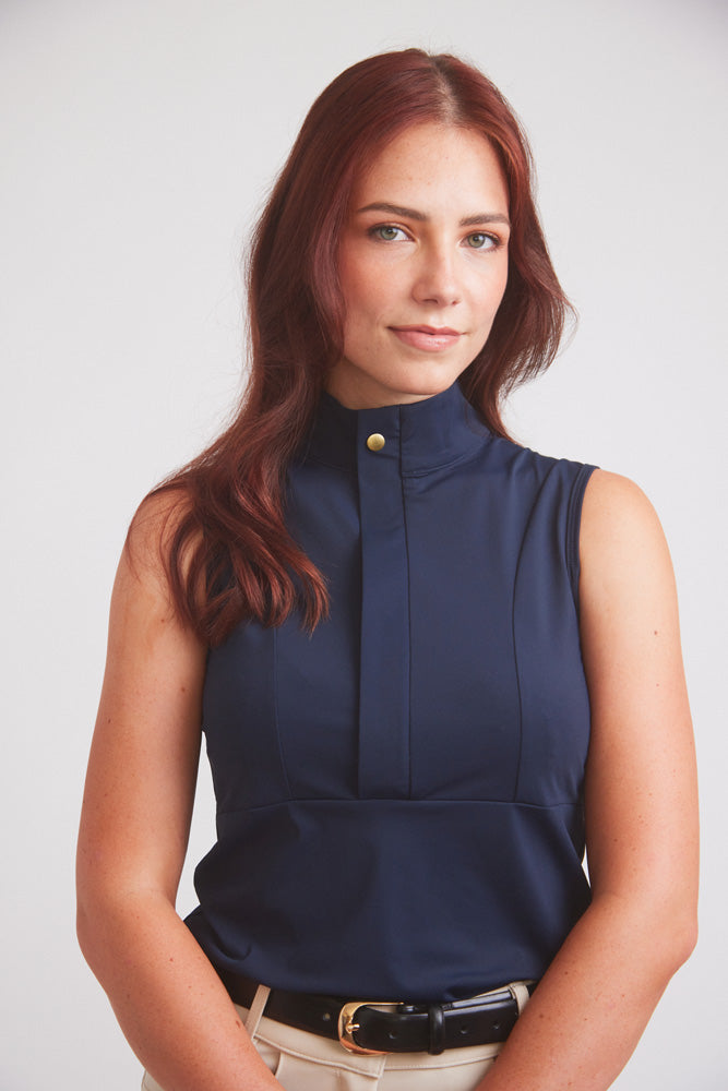 Solid Citizen Equestrian Cameron | Sleeveless Zip Riding Top | Deep Navy