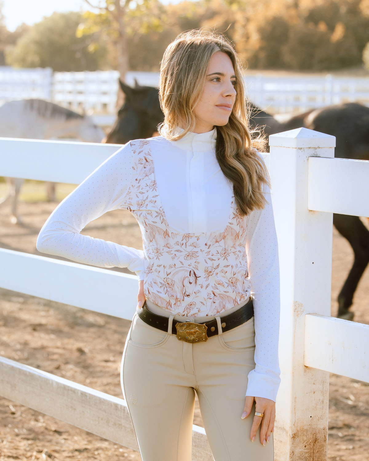 Deinhardt Designs Long Sleeve Capriole Competition Shirt - SEPIA